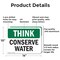 Signmission Conserve Water, 14 in W x Rectangle, Aluminum OS-2PACK-TS-A-1014-L-11821 - alternate 4